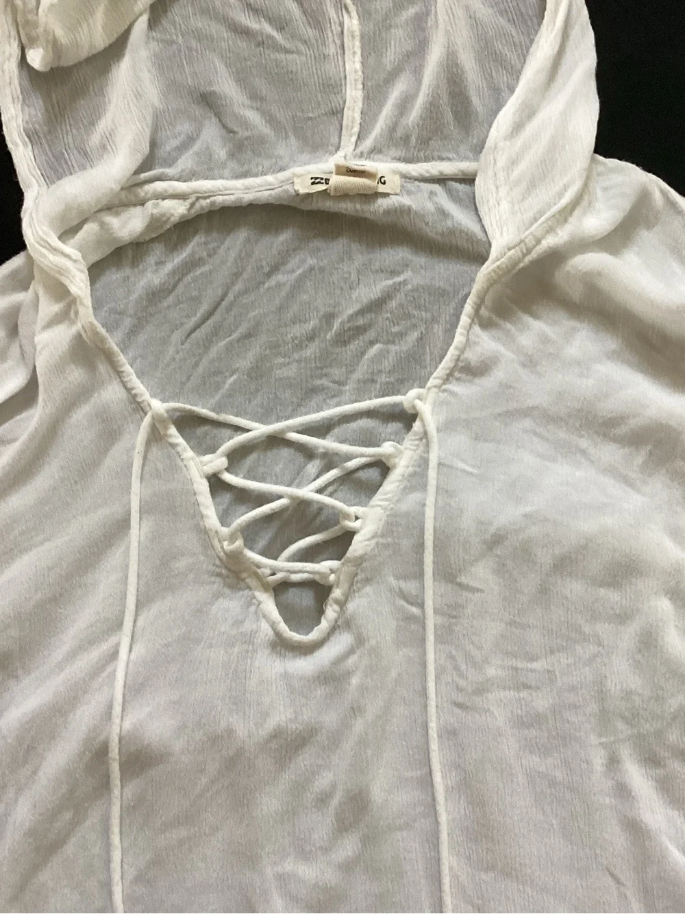 Billabong White Hooded Lace-Up Swim Coverup